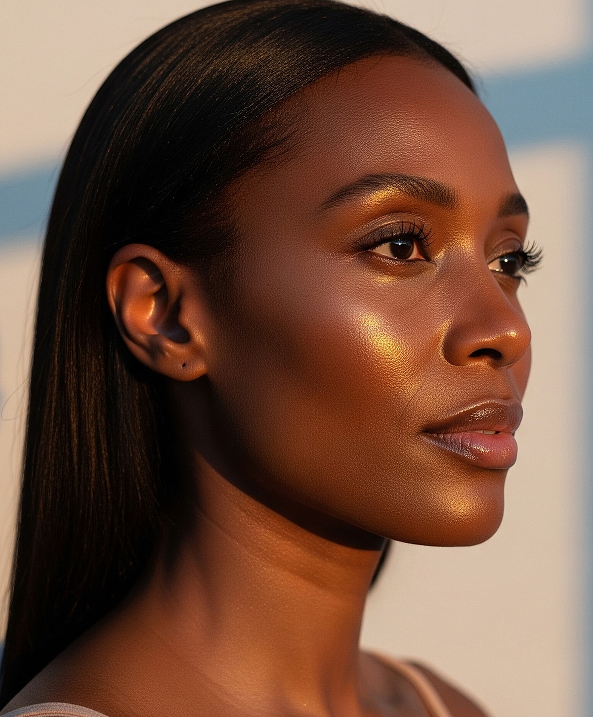 Portrait of a woman with radiant skin.